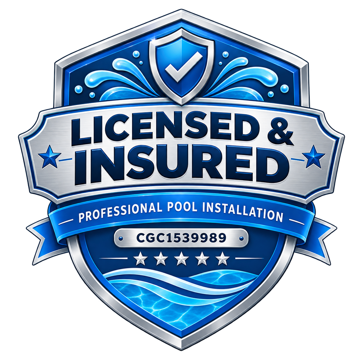 Licensed & Insured Pool Badge DG Pool Supply